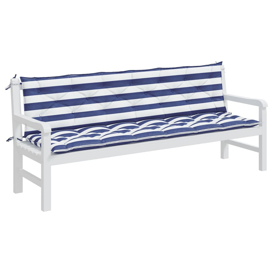 Tuinbankkussens Gestreept 00X50X7 Cm Stof En 200 cm Blauw en wit