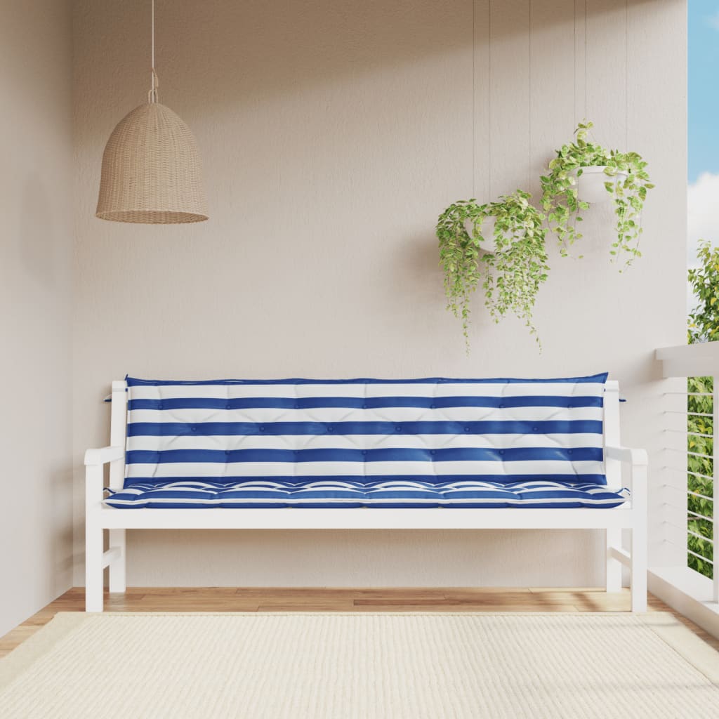 Tuinbankkussens Gestreept 00X50X7 Cm Stof En 200 cm Blauw en wit