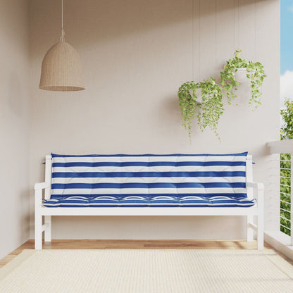 Tuinbankkussens Gestreept 00X50X7 Cm Stof En 200 cm Blauw en wit