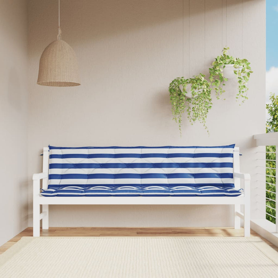 Tuinbankkussens Gestreept 00X50X7 Cm Stof En 200 cm Blauw en wit