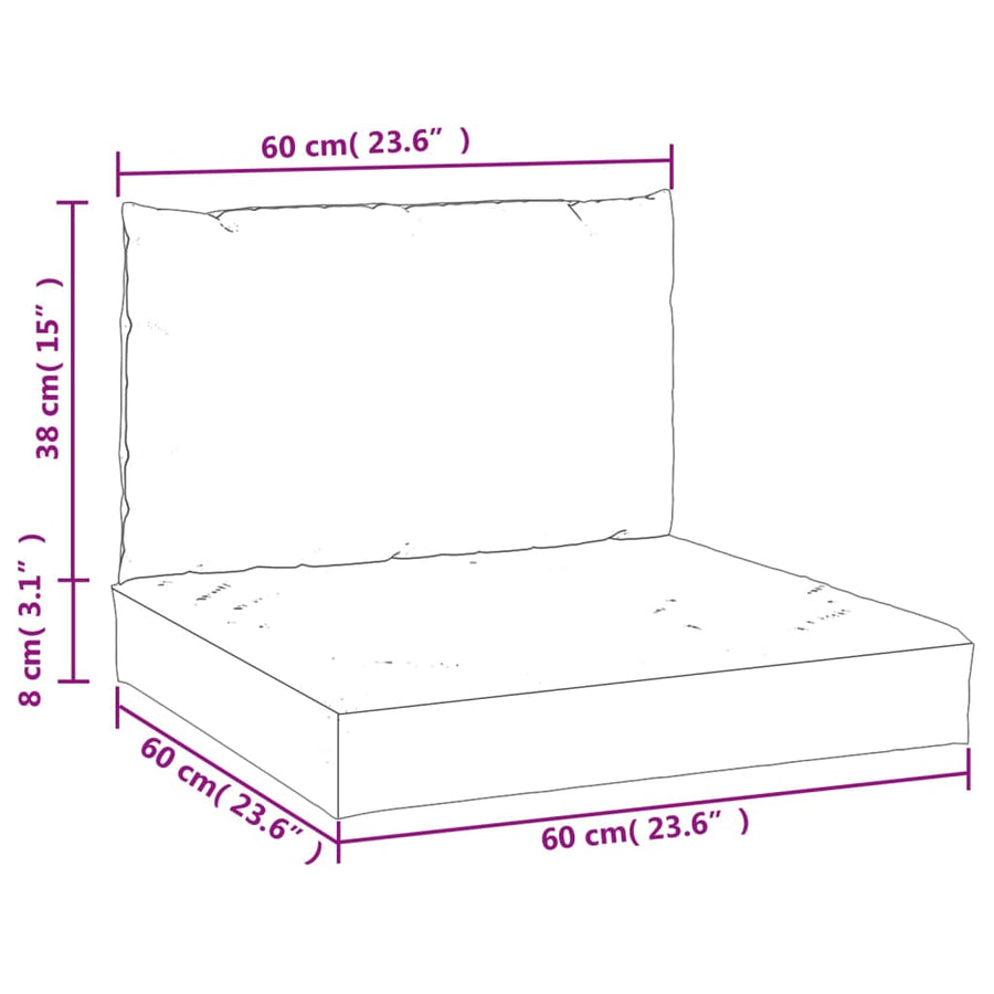 Palletkussens 2 st stof grijs
