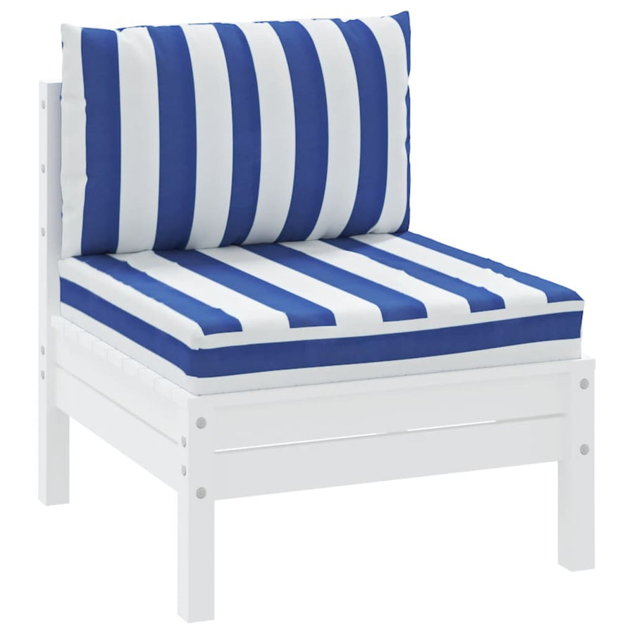 Palletkussens 2 St Gestreept Oxford Stof En Blauw en wit Middenbank