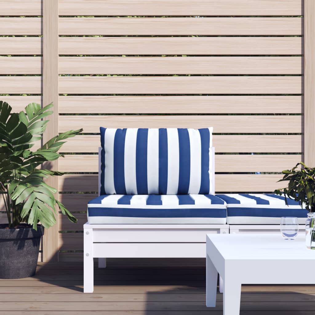 Palletkussens 2 St Gestreept Oxford Stof En Blauw en wit Middenbank