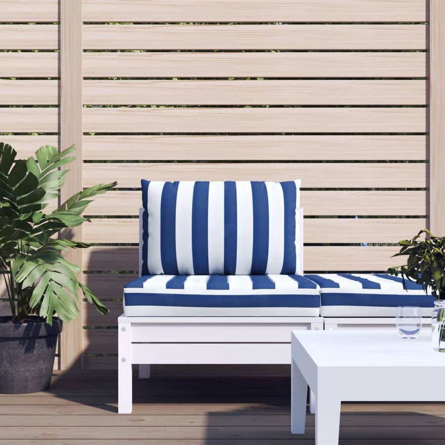 Palletkussens 2 St Gestreept Oxford Stof En Blauw en wit Middenbank