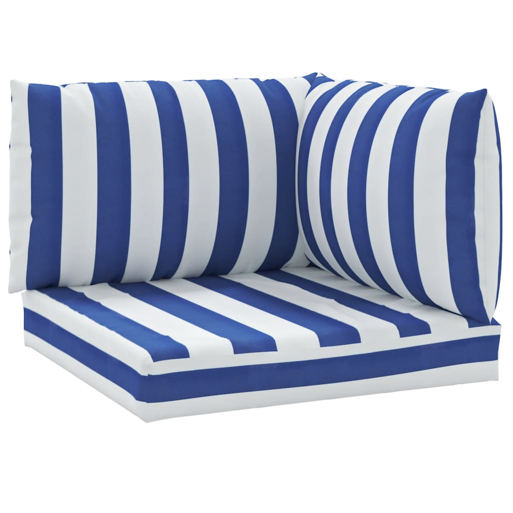 Palletkussens 3 St Gestreept Oxford Stof En Blauw en wit Hoekbank