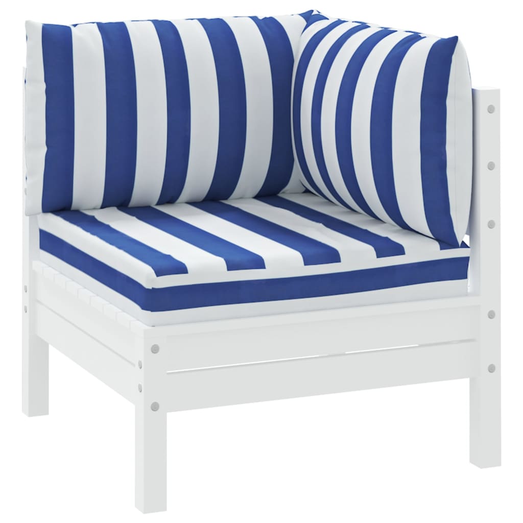 Palletkussens 3 St Gestreept Oxford Stof En Blauw en wit Hoekbank