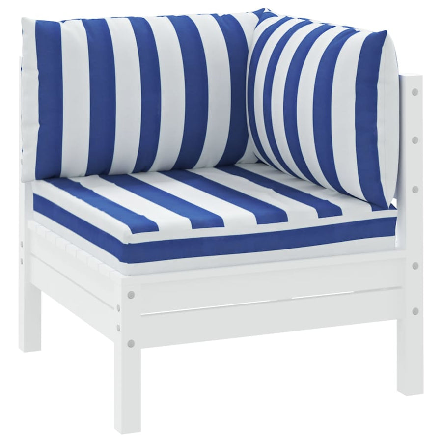 Palletkussens 3 St Gestreept Oxford Stof En Blauw en wit Hoekbank