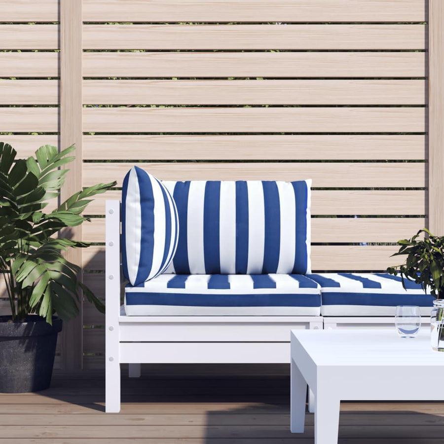 Palletkussens 3 St Gestreept Oxford Stof En Blauw en wit Hoekbank