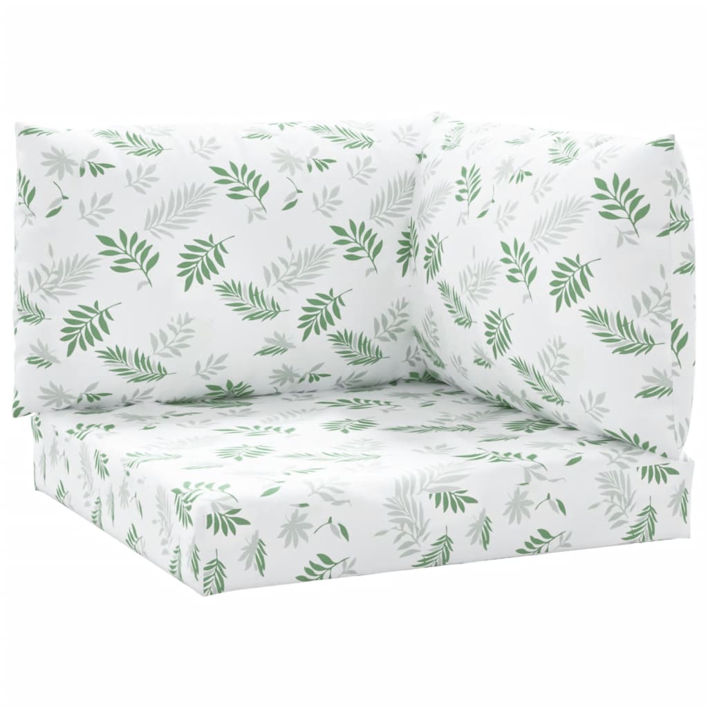 Palletkussens 3 St Bladpatroon Oxford Stof Wit en groen Hoekbank