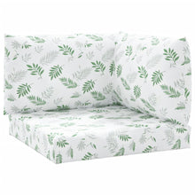 Palletkussens 3 St Bladpatroon Oxford Stof Wit en groen Hoekbank