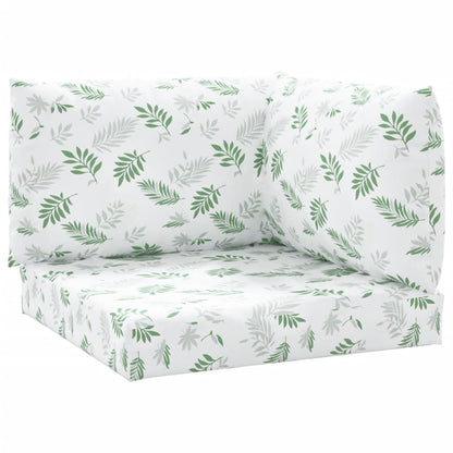 Palletkussens 3 St Bladpatroon Oxford Stof Wit en groen Hoekbank