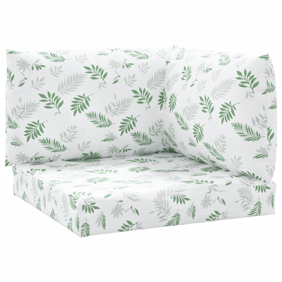 Palletkussens 3 St Bladpatroon Oxford Stof Wit en groen Hoekbank