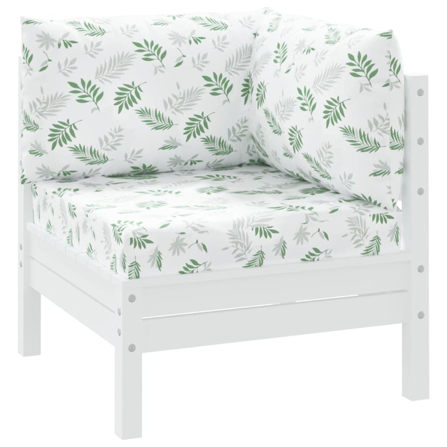 Palletkussens 3 St Bladpatroon Oxford Stof Wit en groen Hoekbank