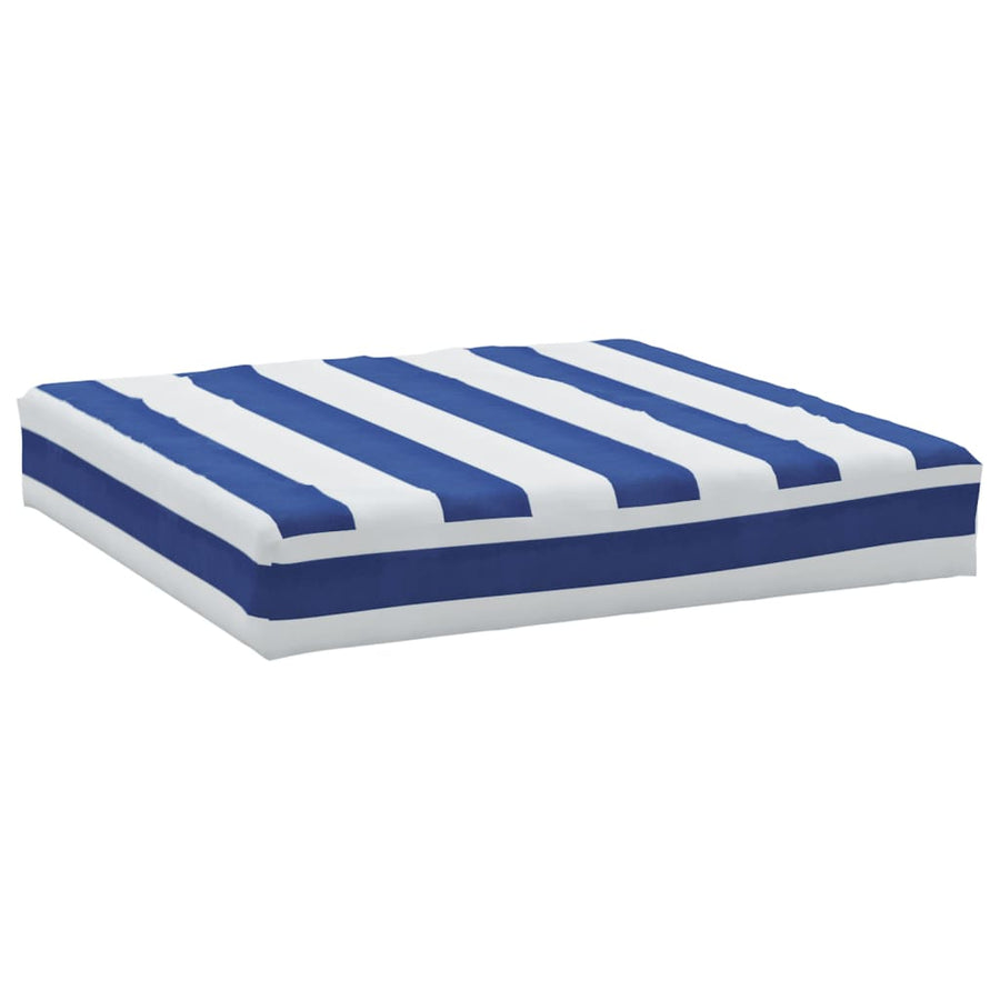 Palletkussen gestreept 60x60x8 cm oxford stof blauw en wit
