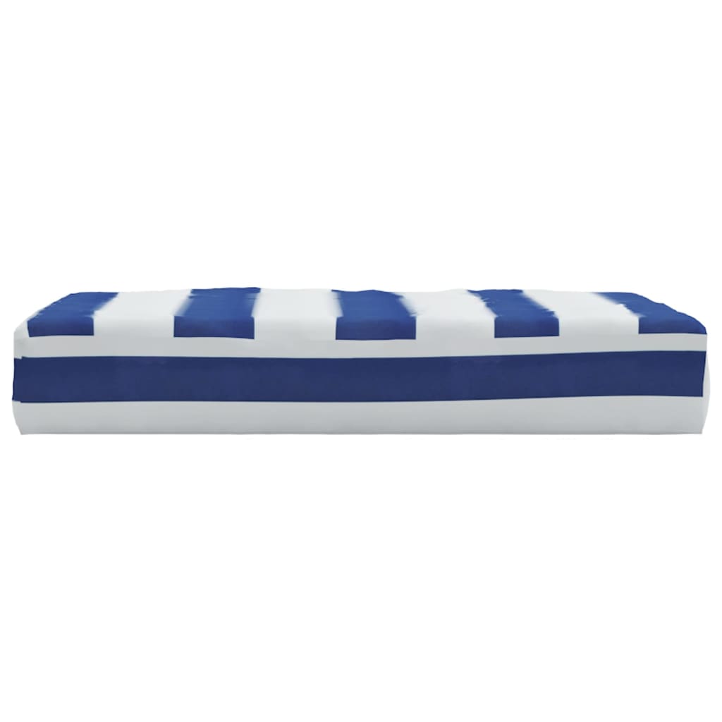 Palletkussen gestreept 60x60x8 cm oxford stof blauw en wit