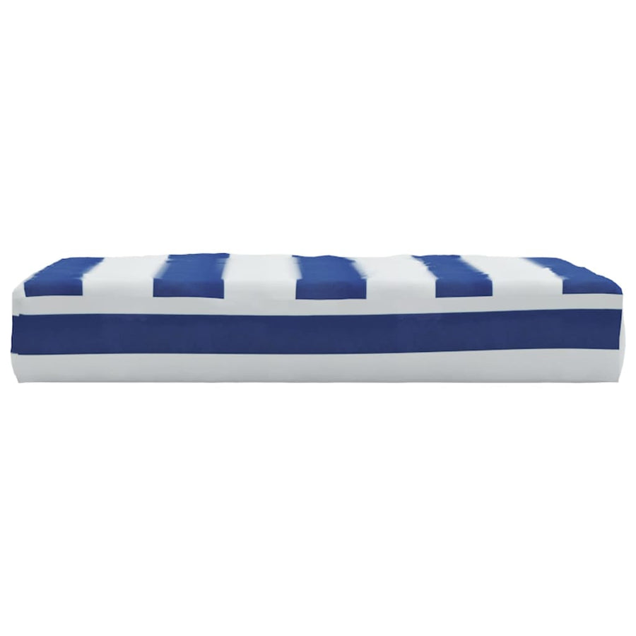 Palletkussen gestreept 60x60x8 cm oxford stof blauw en wit