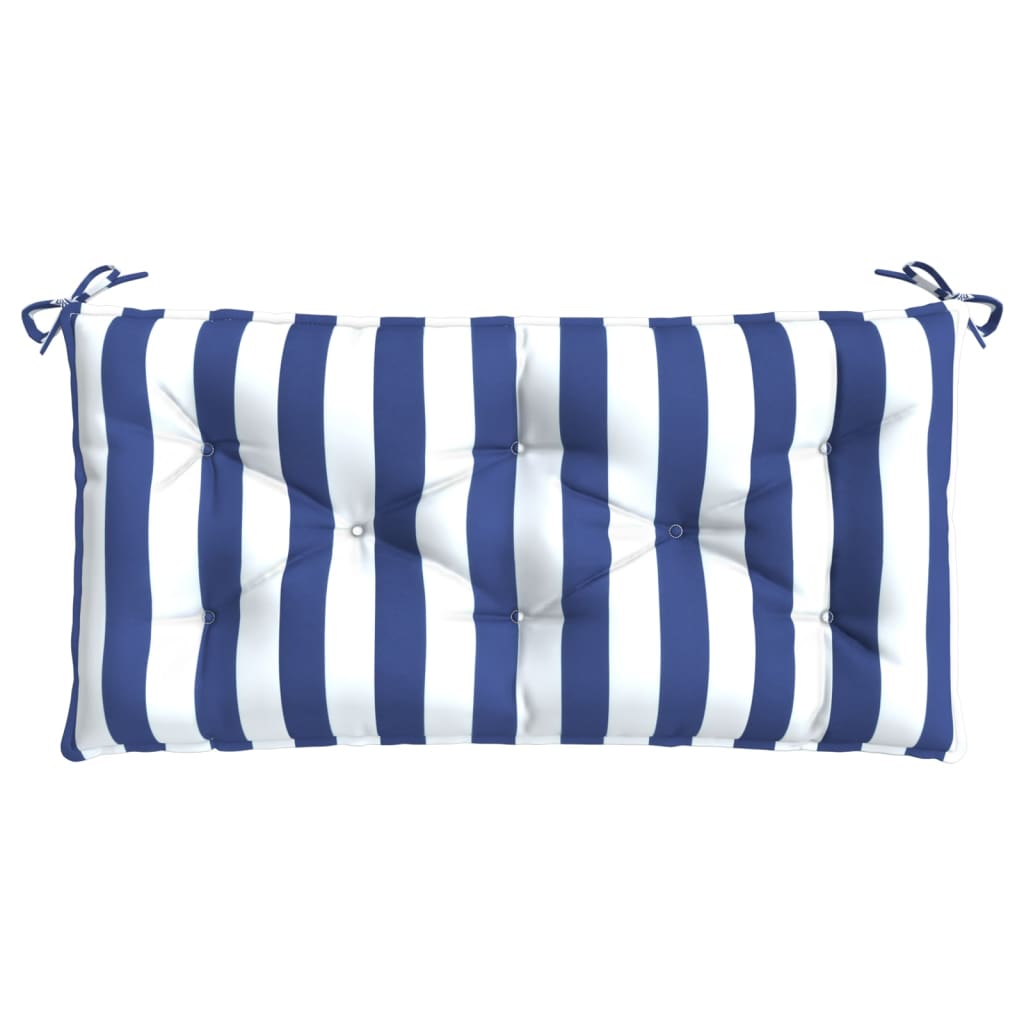Tuinbankkussen Gestreept 110X50X7 Cm Stof En Blauw en wit