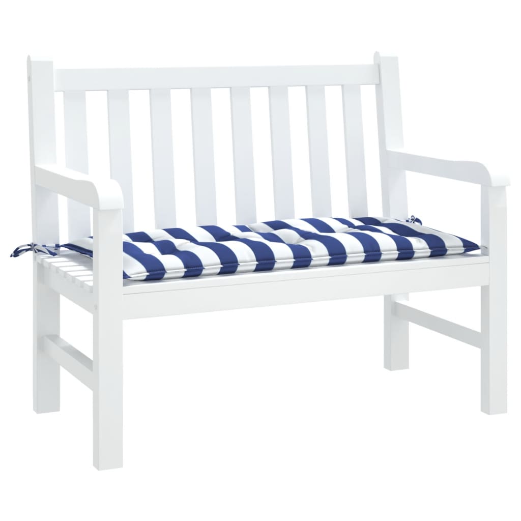 Tuinbankkussen Gestreept 110X50X7 Cm Stof En Blauw en wit