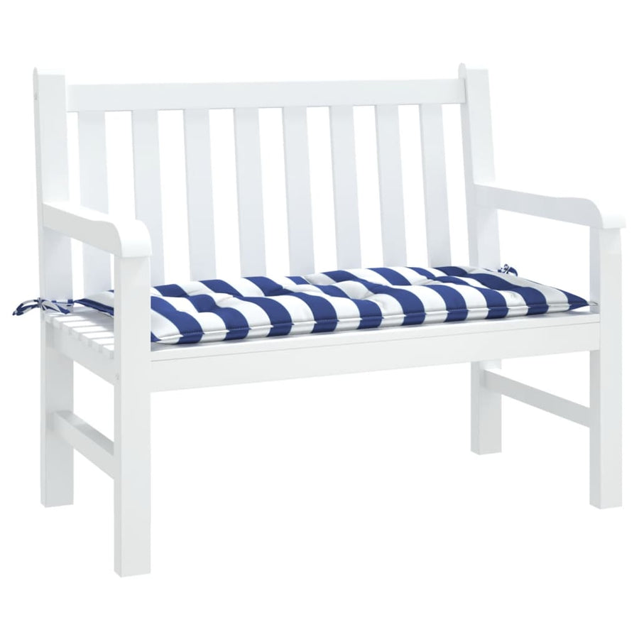 Tuinbankkussen Gestreept 110X50X7 Cm Stof En Blauw en wit