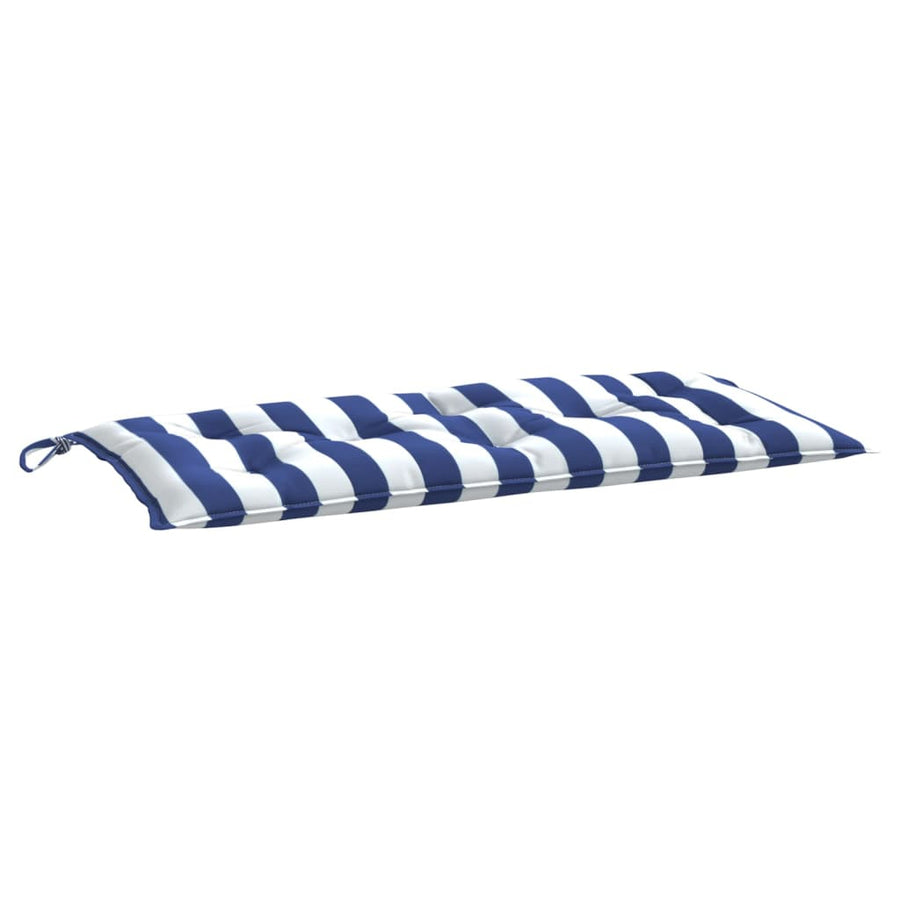 Tuinbankkussen Gestreept 110X50X7 Cm Stof En Blauw en wit