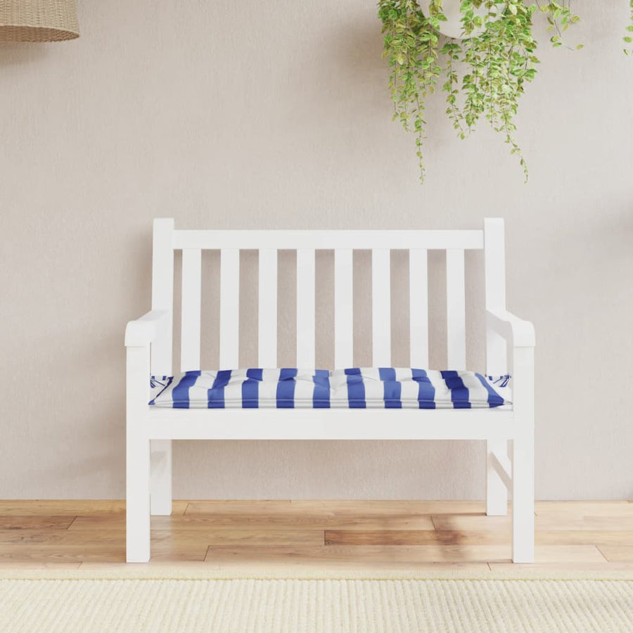 Tuinbankkussen Gestreept 110X50X7 Cm Stof En Blauw en wit