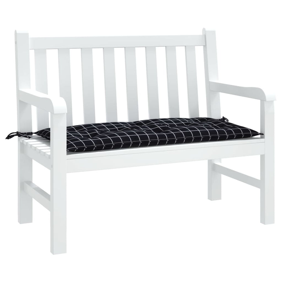 Tuinbankkussen Ruitpatroon 110X50X7 Cm Stof Zwart en wit