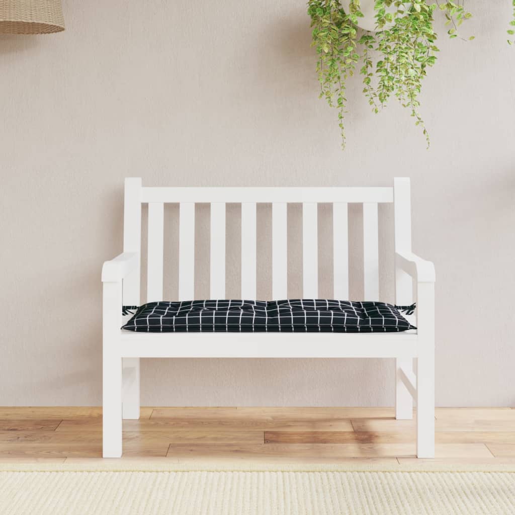 Tuinbankkussen Ruitpatroon 110X50X7 Cm Stof Zwart en wit
