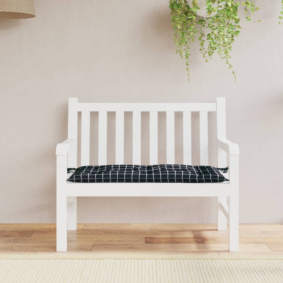 Tuinbankkussen Ruitpatroon 110X50X7 Cm Stof Zwart en wit