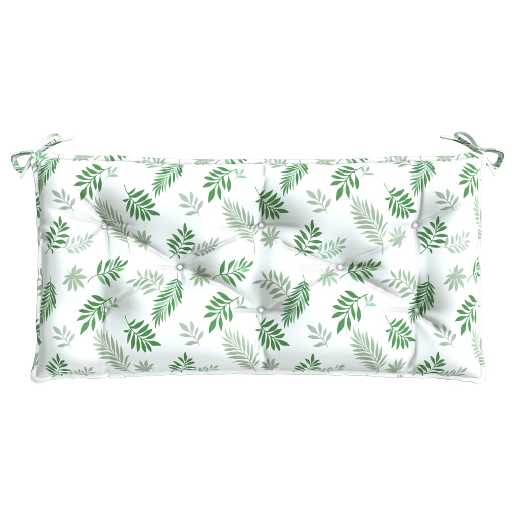 Tuinbankkussen Bladpatroon 110X50X7 Cm Stof Wit en groen