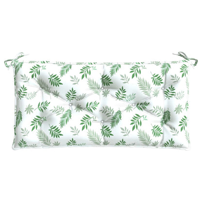 Tuinbankkussen Bladpatroon 110X50X7 Cm Stof Wit en groen