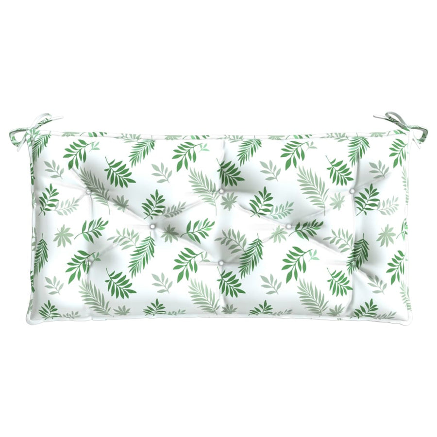 Tuinbankkussen Bladpatroon 110X50X7 Cm Stof Wit en groen