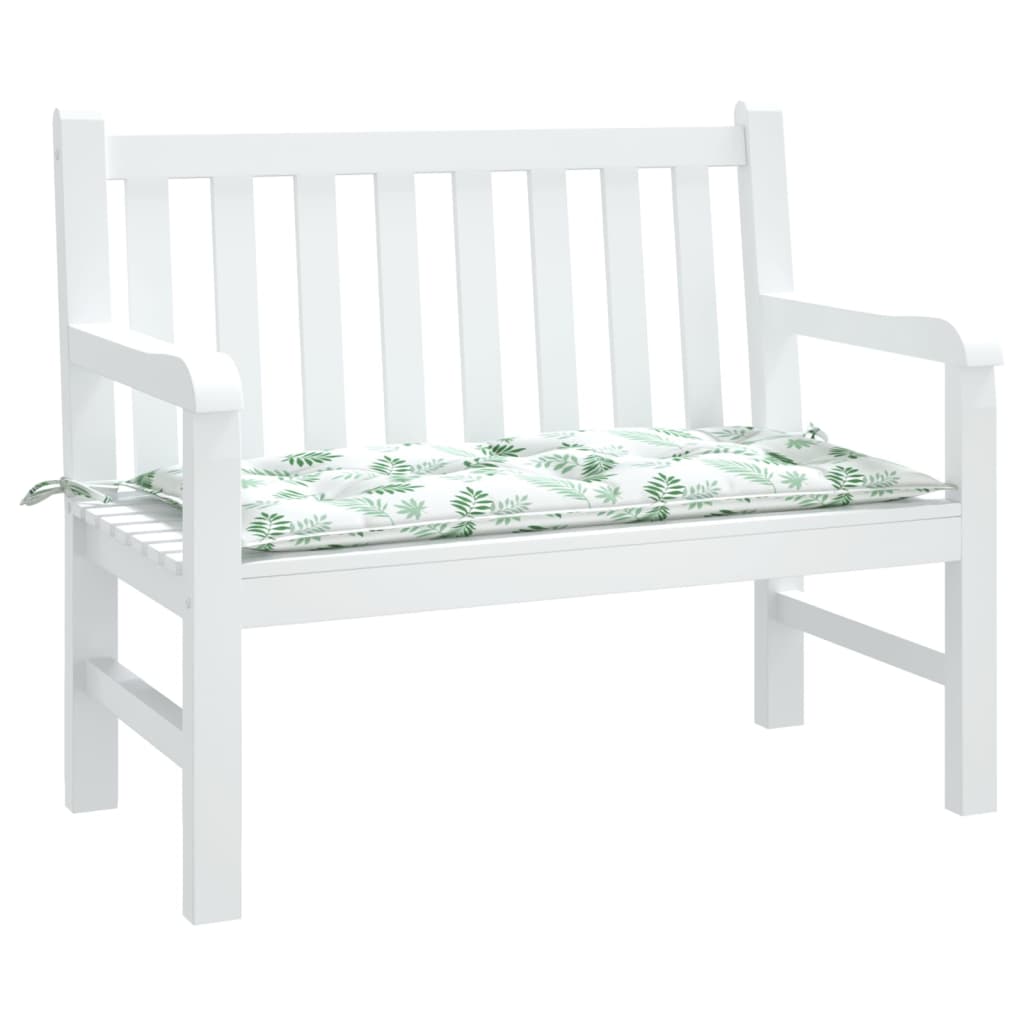 Tuinbankkussen Bladpatroon 110X50X7 Cm Stof Wit en groen