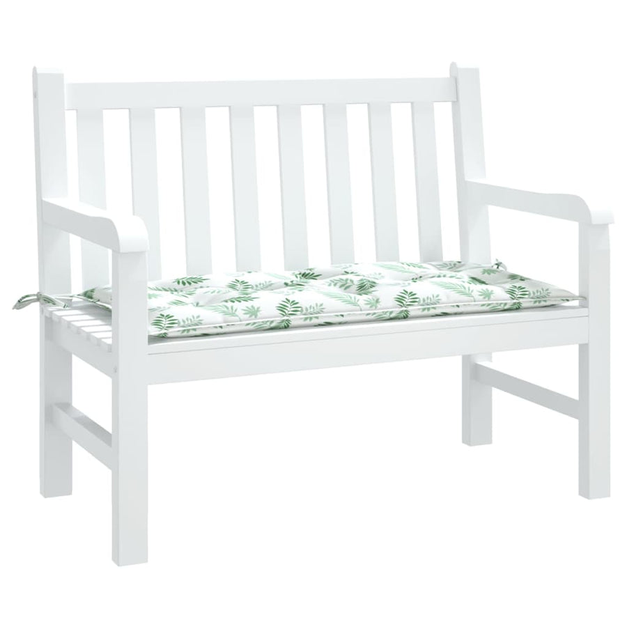 Tuinbankkussen Bladpatroon 110X50X7 Cm Stof Wit en groen