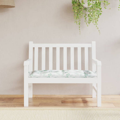Tuinbankkussen Bladpatroon 110X50X7 Cm Stof Wit en groen