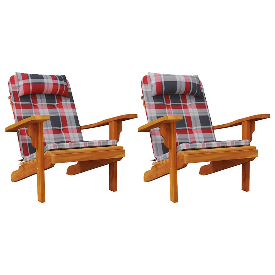 Stoelkussens 2 pcs Rood Ruit 58 x 77 x 4,5 cm Oxford Stof