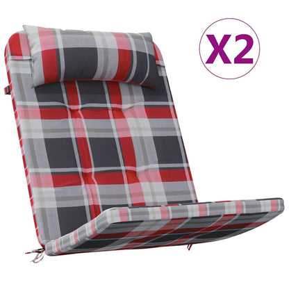 Stoelkussens 2 pcs Rood Ruit 58 x 77 x 4,5 cm Oxford Stof