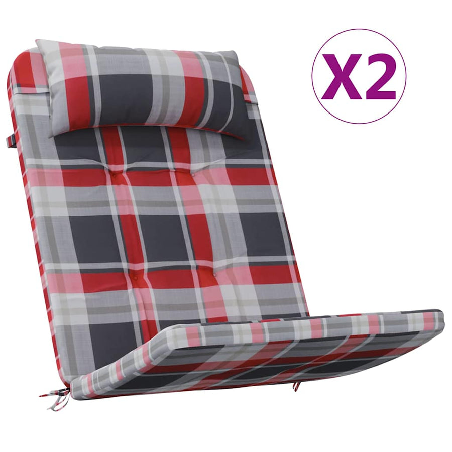 Stoelkussens 2 pcs Rood Ruit 58 x 77 x 4,5 cm Oxford Stof