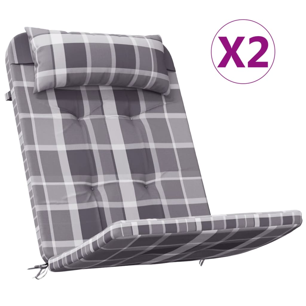 Stoelkussens Adirondack Ruitpatroon Oxford Stof Grijs Grijs ruitpatroon