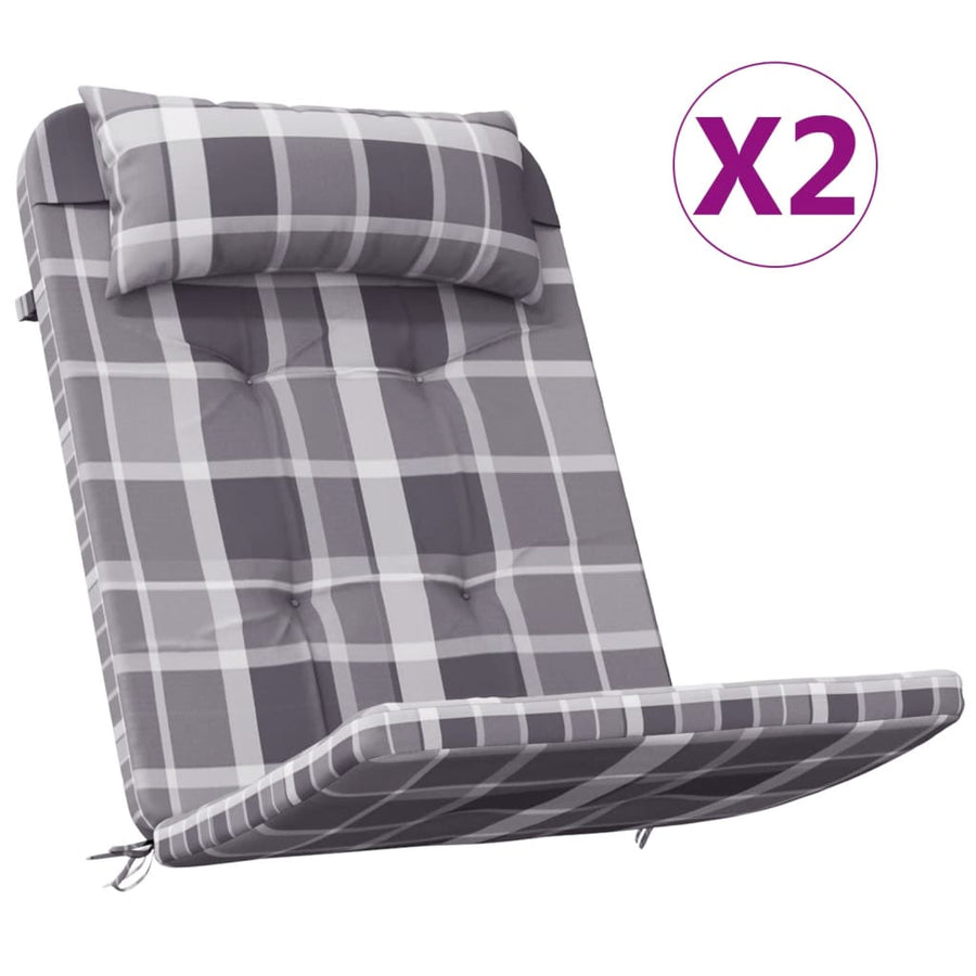 Stoelkussens Adirondack Ruitpatroon Oxford Stof Grijs Grijs ruitpatroon