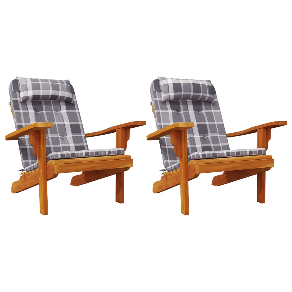 Stoelkussens Adirondack Ruitpatroon Oxford Stof Grijs Grijs ruitpatroon