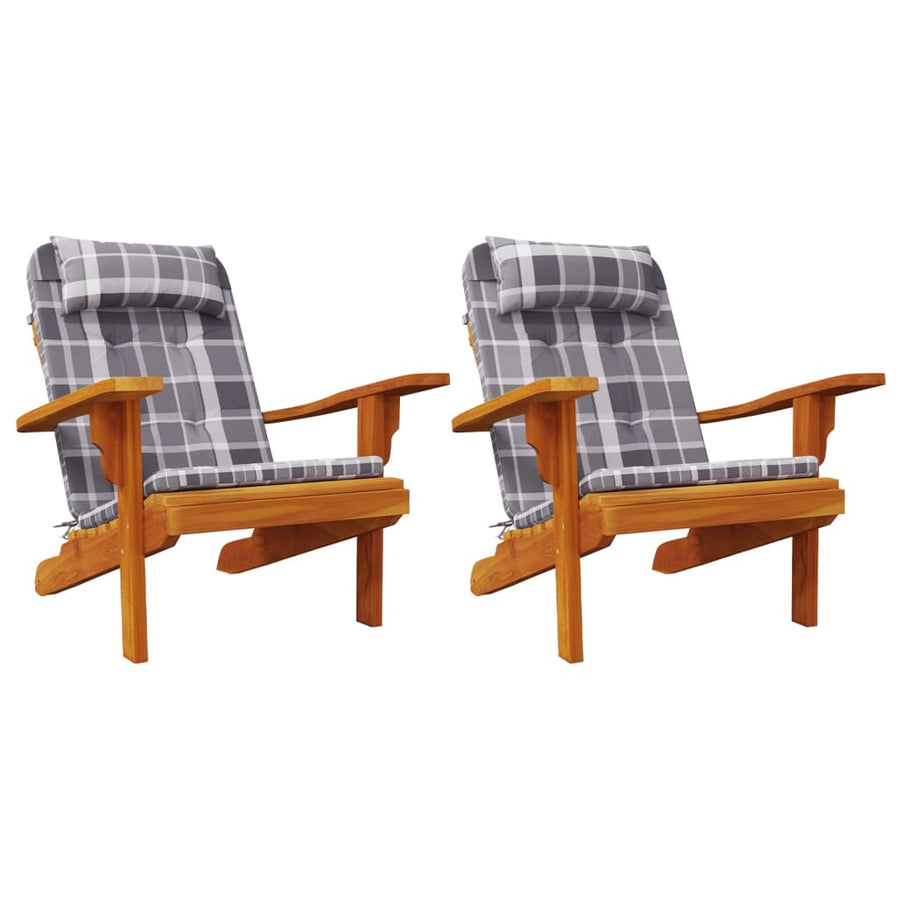 Stoelkussens Adirondack Ruitpatroon Oxford Stof Grijs Grijs ruitpatroon
