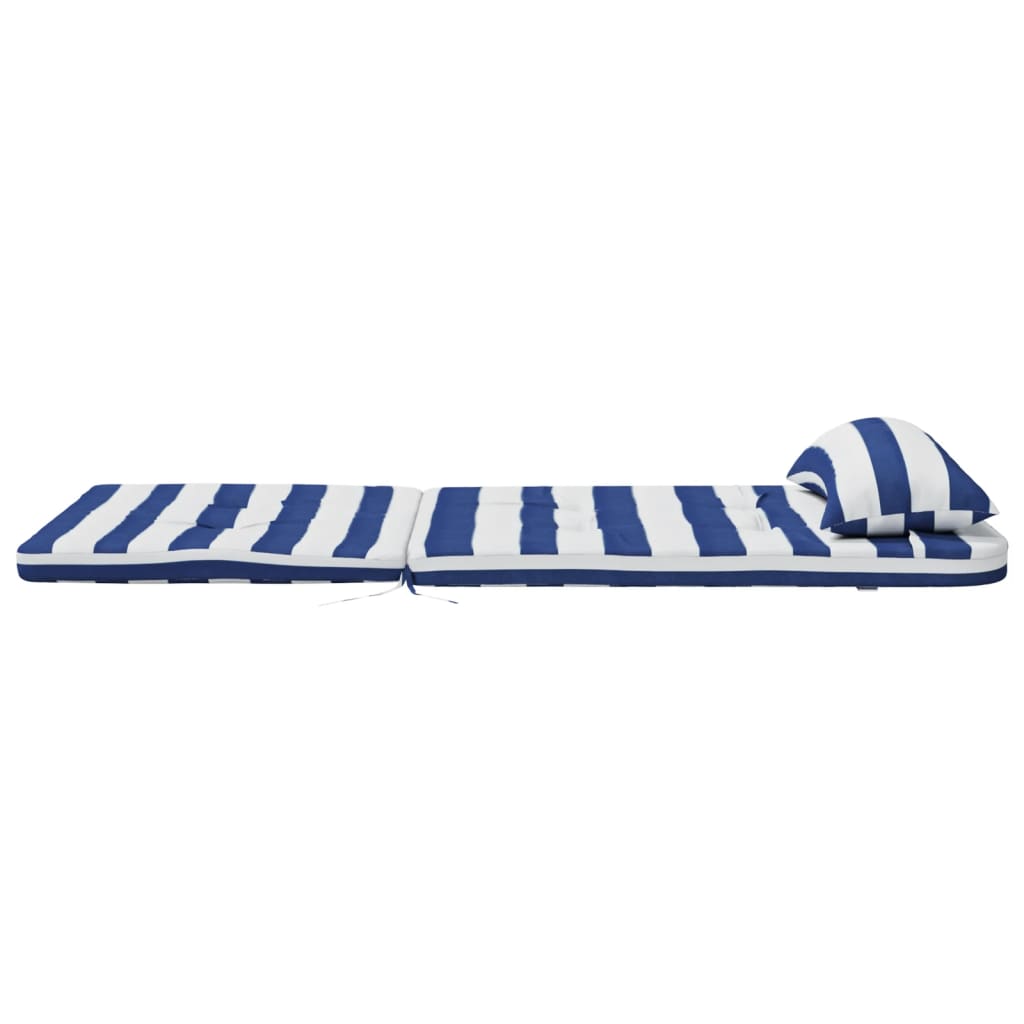 Stoelkussens Adirondack 2 st gestreept stof oxford wit en blauw