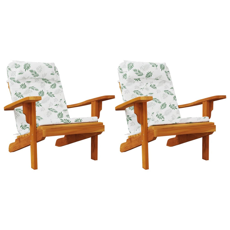 Adirondack Stoelkussens Bladpatroon Oxford Stof Wit en groen
