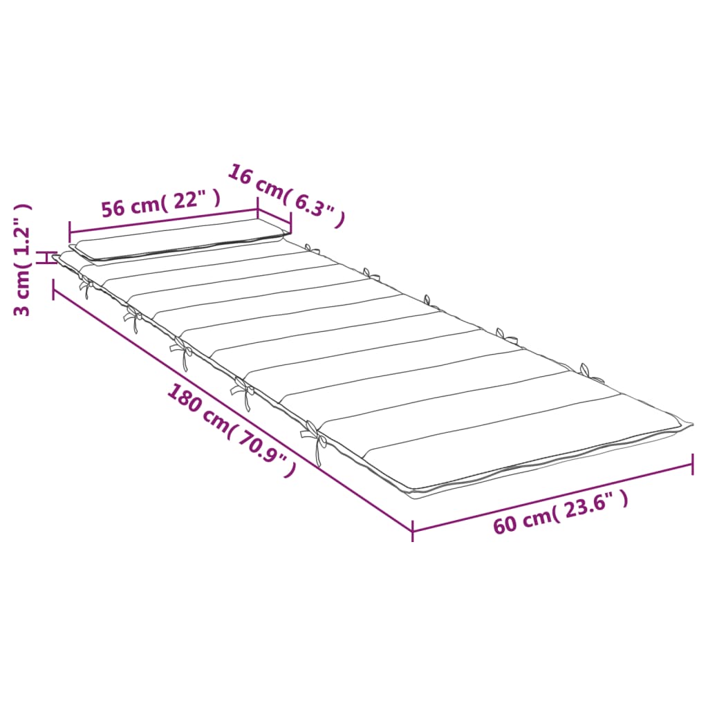 Ligbedkussen 180X60X3 Cm Oxford Stof Antracietkleurig