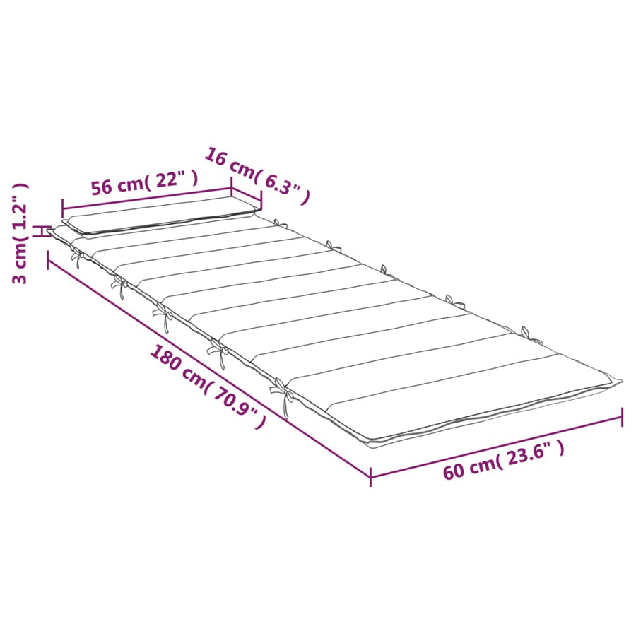 Ligbedkussen 180X60X3 Cm Oxford Stof Antracietkleurig