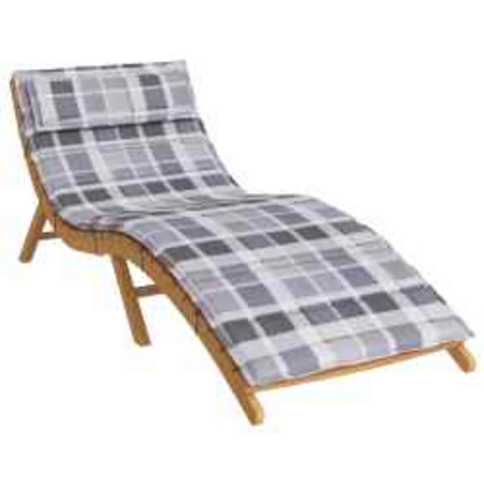 Zon Loungerkussen Geruit Grijs 178 x 60 x 4 cm Oxford stof