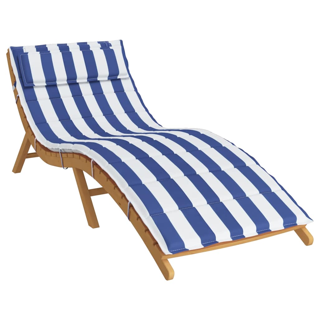 Ligbedkussen gestreept 180x60x4 cm oxford stof blauw en wit