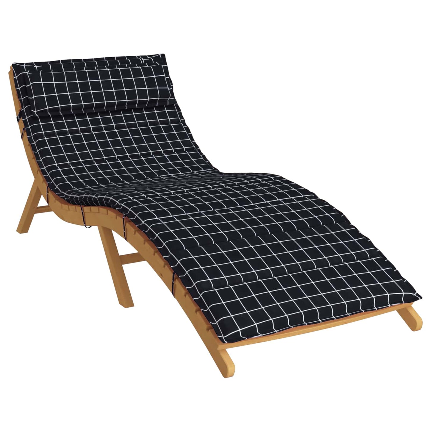 Zon Loungerkussen Geruit Zwart 178 x 60 x 4 cm Oxford stof