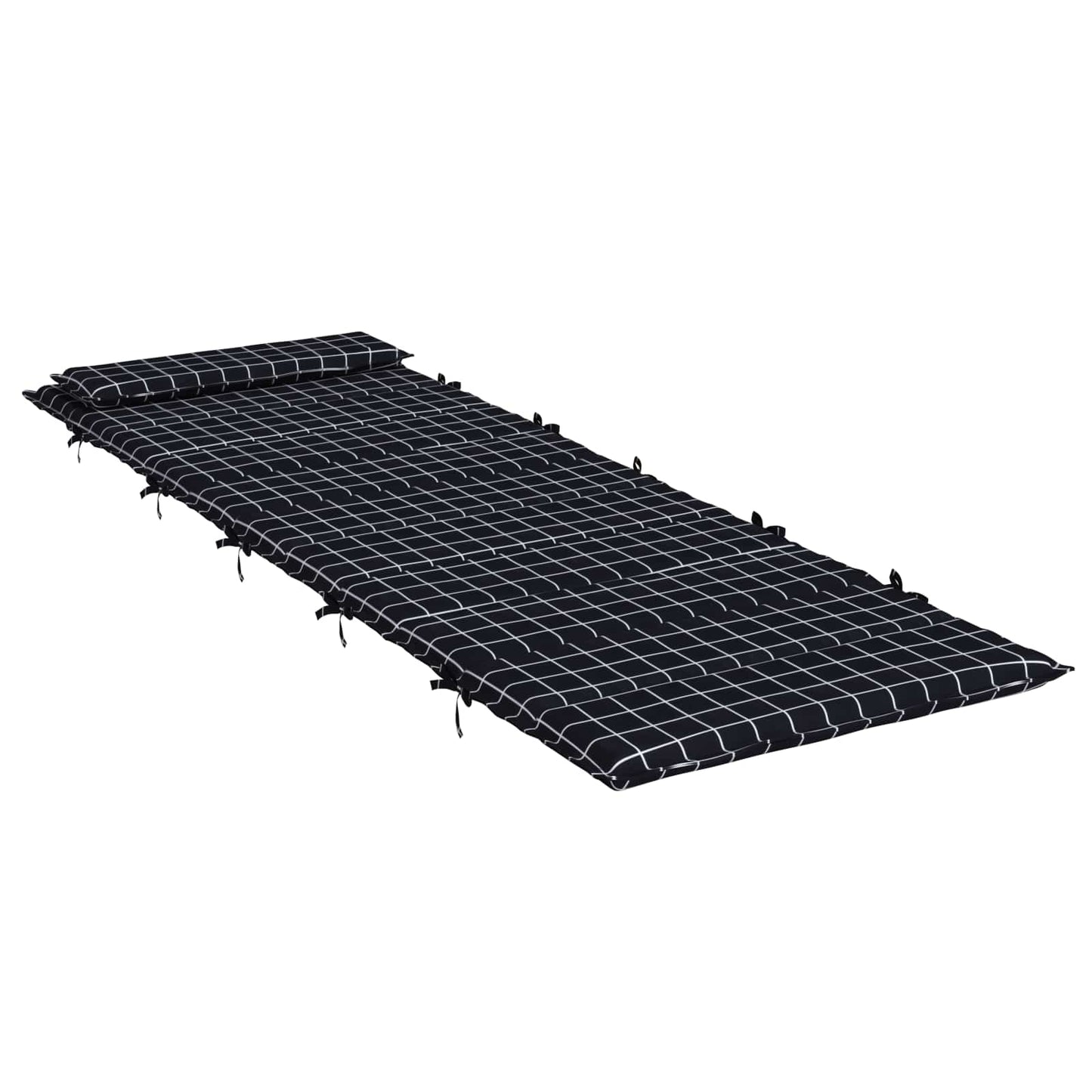 Zon Loungerkussen Geruit Zwart 178 x 60 x 4 cm Oxford stof