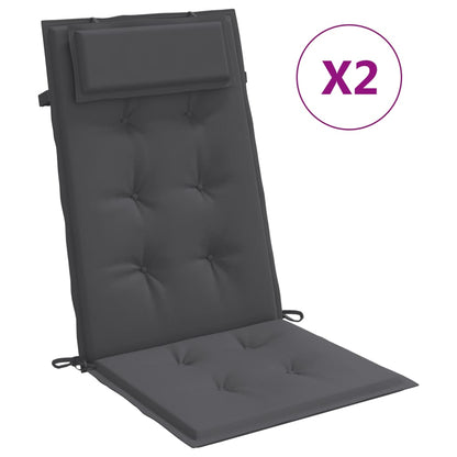 Stoelkussens 2 St Hoge Rug Oxford Stof Antracietkleurig